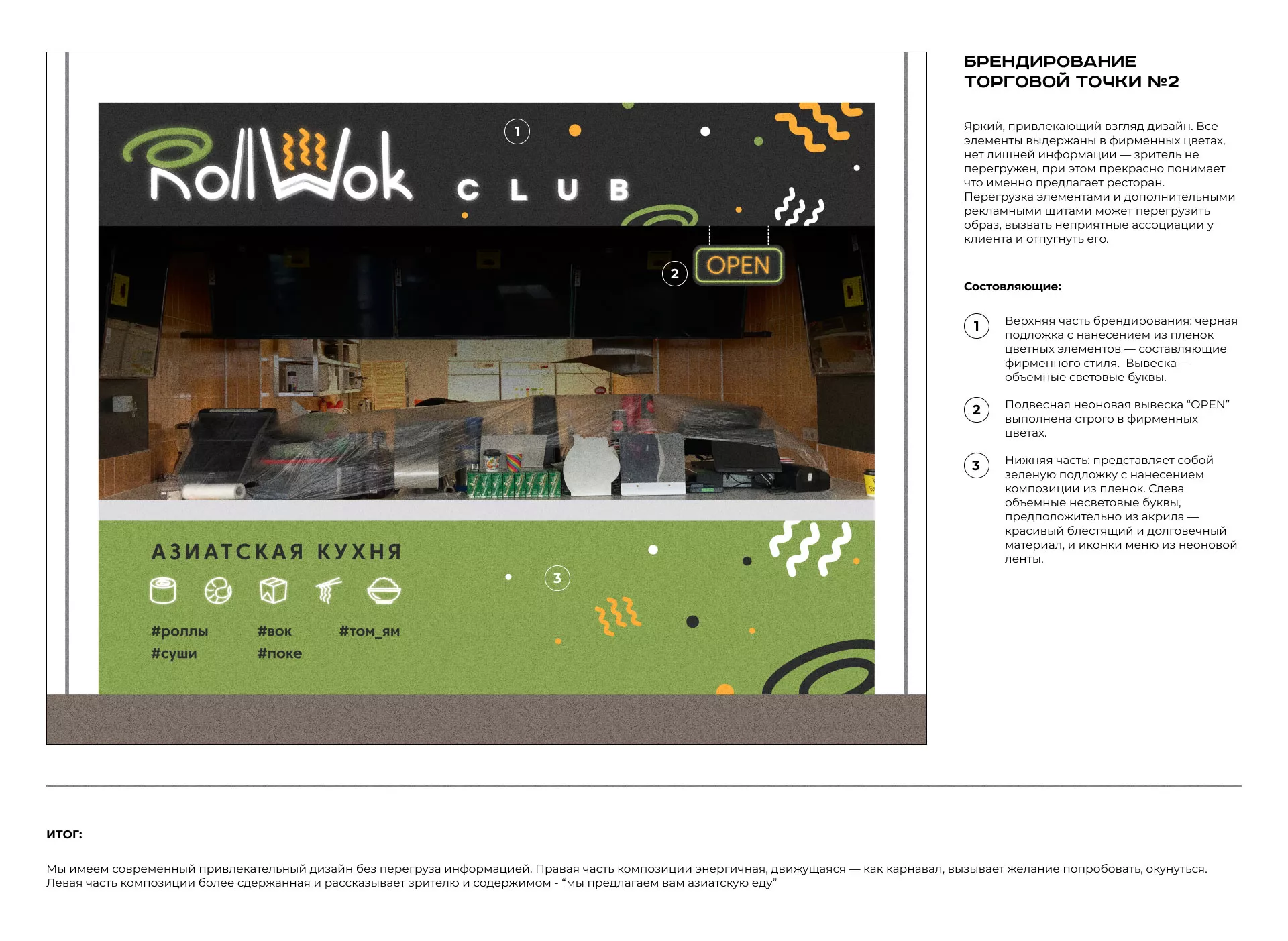 Брендирование торговых точек суши-бара «Roll Wok Club» в Кропоткине
